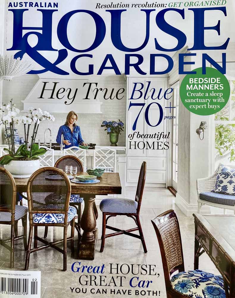 Image of Australian House & Garden Magazine Cover of a kitchen with articles featuring multiple images and text. The magazine discusses home decor and interior design.